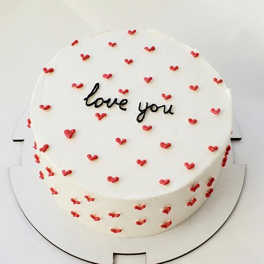 Бенто торт Love you с сердечками
