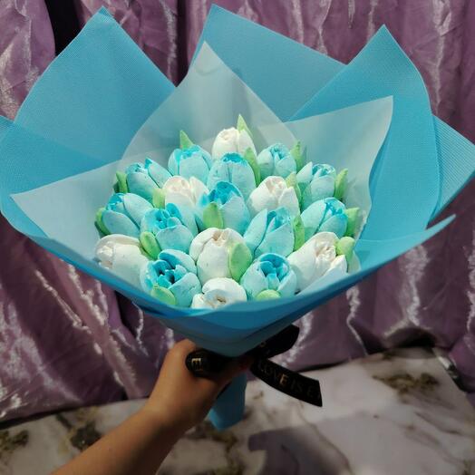 Мини букет зефирные тюльпаны бабл гам