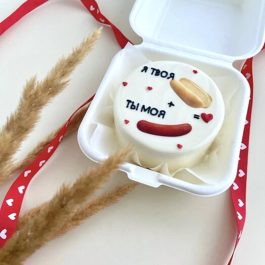 Муссовый бенто-торт «Я булочка, ты сосиска»