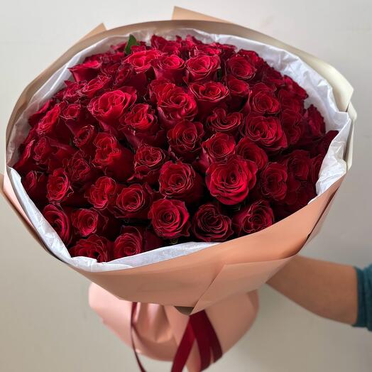 Монобукет из 71 бордовой розы🌹