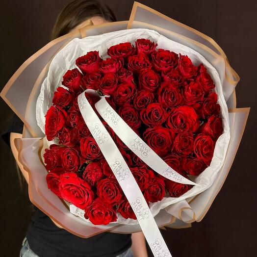 51 Роза Красная Импорт 50см
