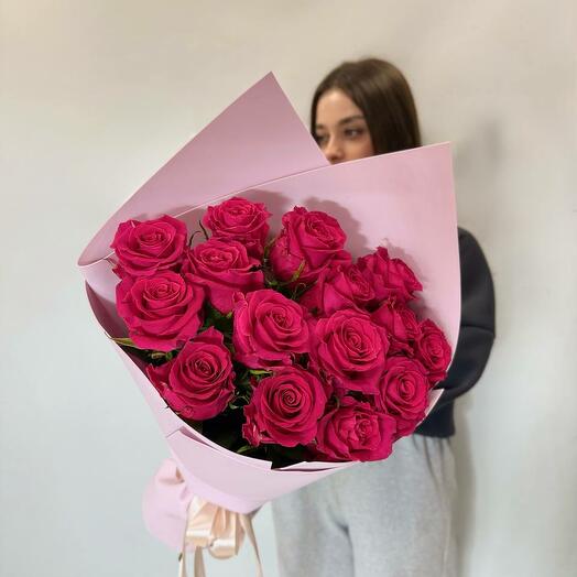Букет из 15 розовых роз