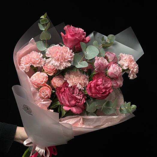 Bouquet of pink roses «Flamingo» S