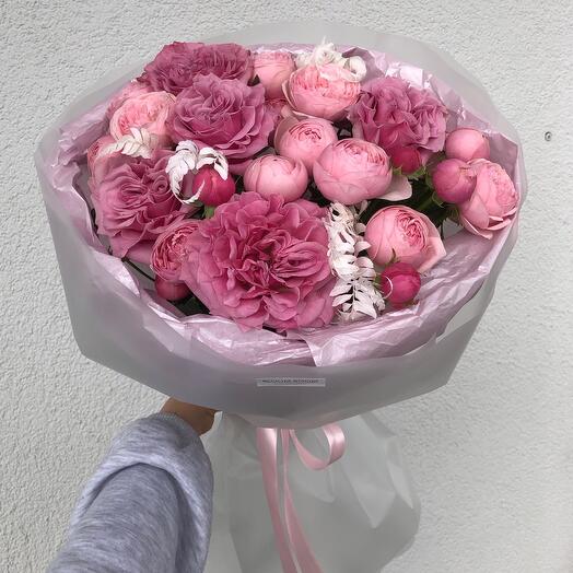 🌷💞Красивый розовый букет bloom room из пионовидных роз 👍