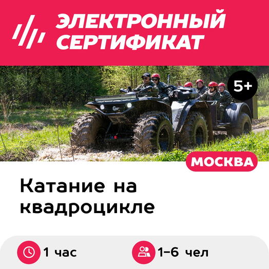 Подарочный сертификат Квадросафари на снегоболотоходе / квадробигфуте для 1-6 чел. (1 час)