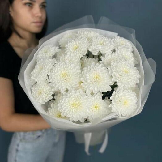 Букет White baby из 5 белых кустовых хризантем 💐🦋🍀
