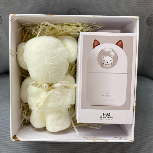 Подарочный набор увлажнитель воздуха и полотенце в форме мишки