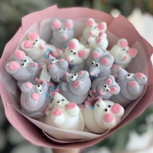 Букет для подруги «Крыски с винишком»