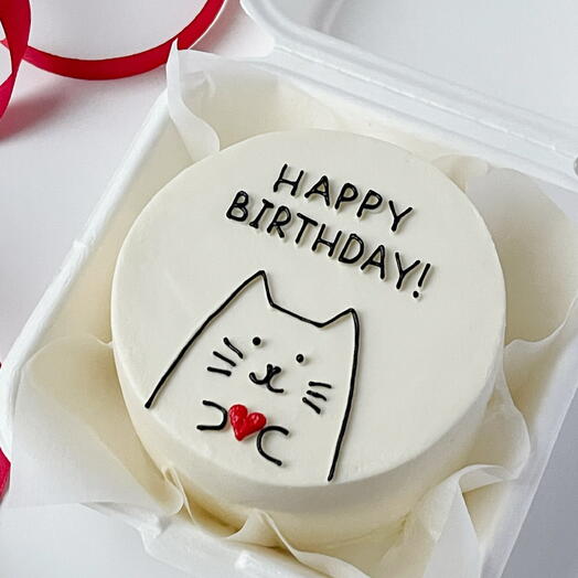 Бенто торт "Happy Birthday" с котиком