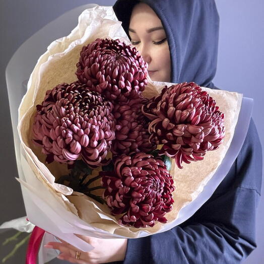 Хризантема бигуди моно букет