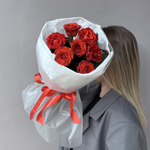 Коралловые розы 40 см 7 шт