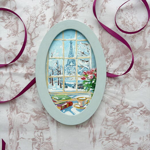 Картина Миниатюра "Снежный Париж"