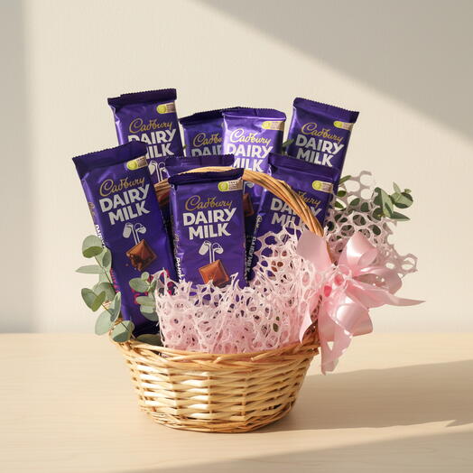 Cadbury Bliss Basket — 8 Assorted Dairy Milk Bars | Sweet Gift for Birthdays, Thank‑Yous   Just‑Because Moments