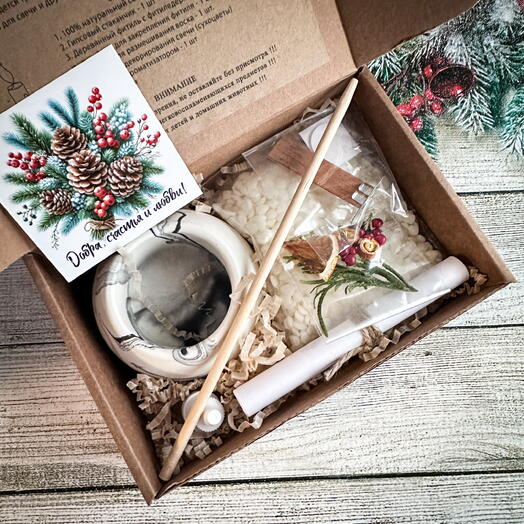 Набор для создания свечи в гипсовом кашпо Рождество