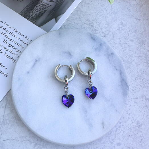 Серьги с подвесками «сердце» Swarovski