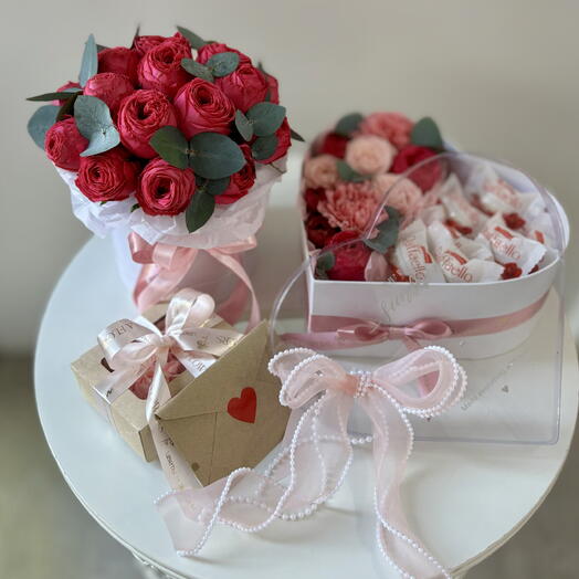 Набор для любимой 💗 малиновая кустовая пион роза Жизель