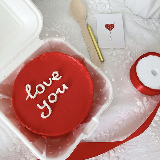 Бенто торт Love You красный