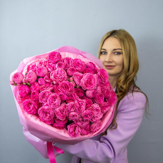 Букет из Кустовой Пионовидной Розы Жизель💞 15шт