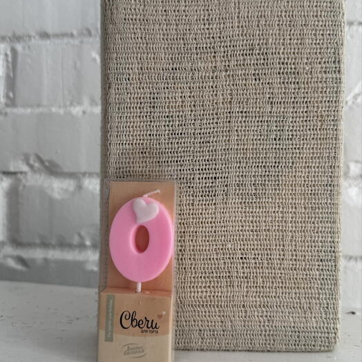 Свеча-цифра для торта в розовом цвете