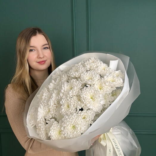 Букет 9 белых хризантем 158