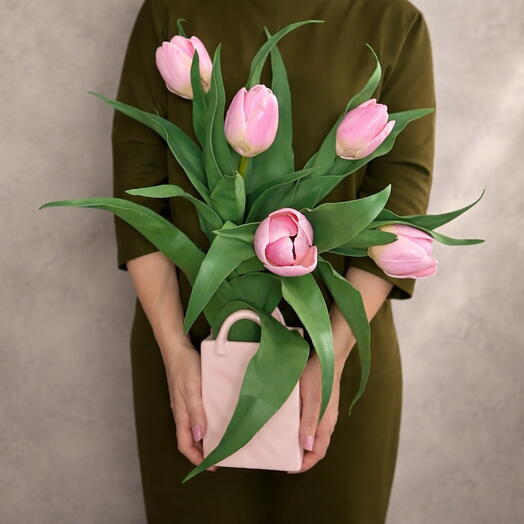 Букет - светильник «5 розовых тюльпанов»