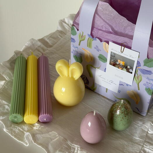 Пасхальная корзина большая из свечей ручной работы