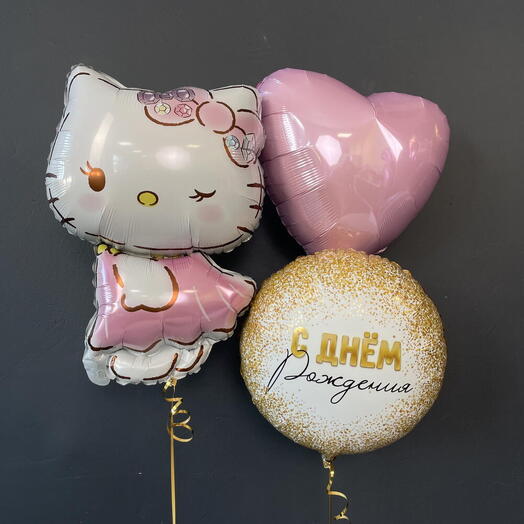 Шары на день рождения с кошечкой