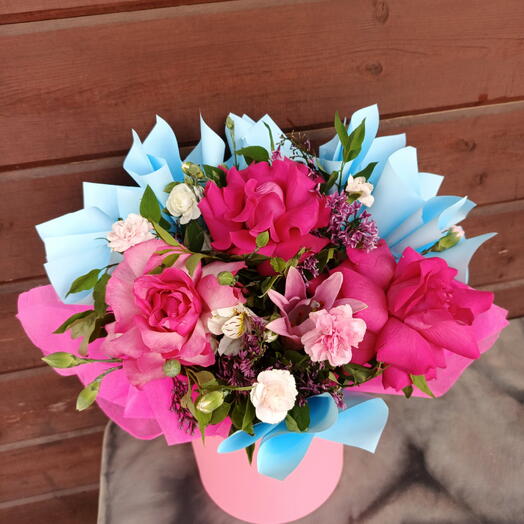 Большая коробка с цветами 💜🌸️💓🩷