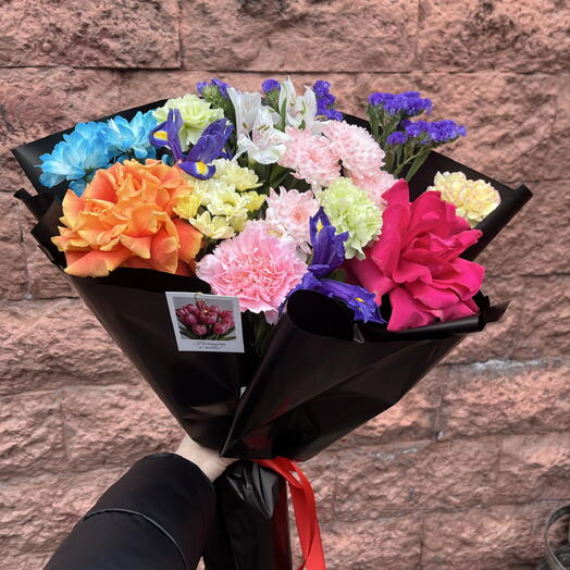 Букет 💐 «Мистический закат»💙Дофаминовый букет 🌈🩷💛🩵💜♥️