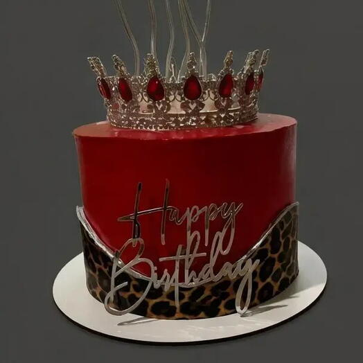 Торт с короной и блестками красный на день рождения торт леопард