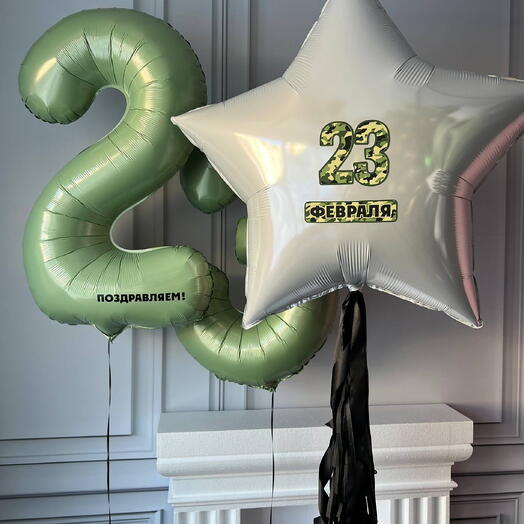 Шары с гелием на 23 февраля с цифрами 5167