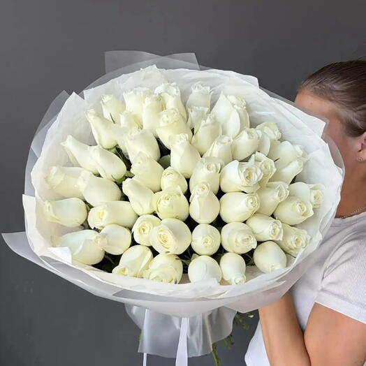 Букет белых роз Кения 51шт