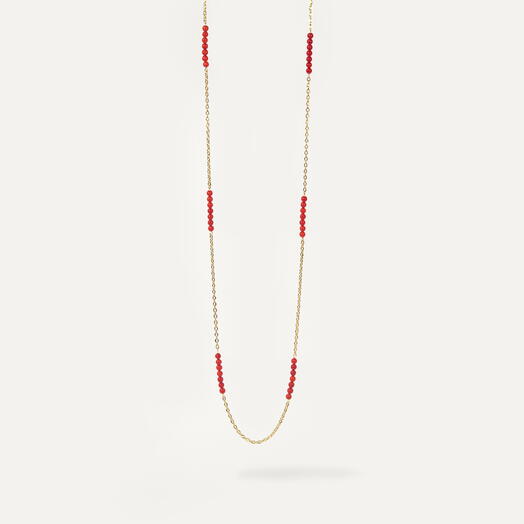 Ожерелье, колье Олива Красный коралл 14K 75 см (NEC1123)