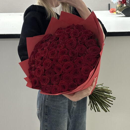 Букет из 51 бордовой розы 🌹