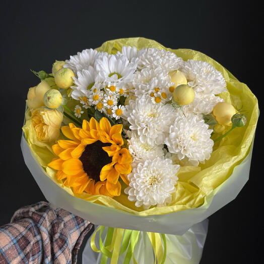 Букет с подсолнухом 💛