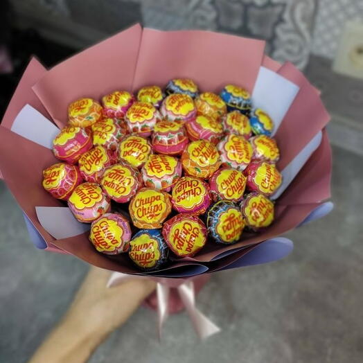 Сладкий букет из Chupa Chups — съедобный букет из леденцов, подарок ребёнку🎁🌈