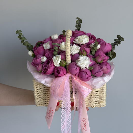 Цветы корзина из кустовых роз 🌸