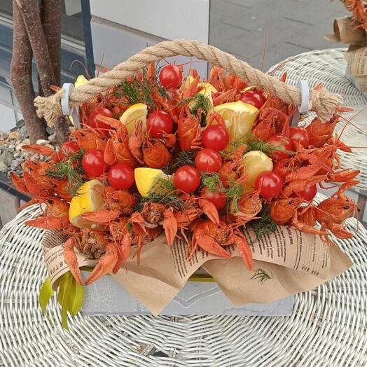 Царский улов🦞Подарочный бокс с Раками🦀 Мужской букет Вареные раки Морепродукты