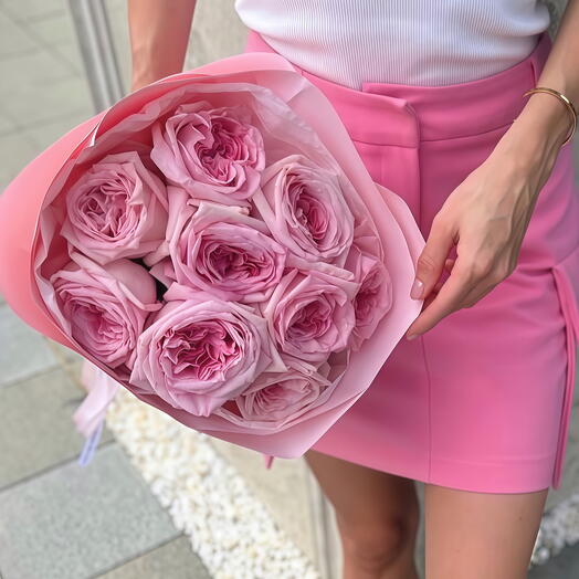 Букет из пионовидных роз Pink Ohara, ароматные