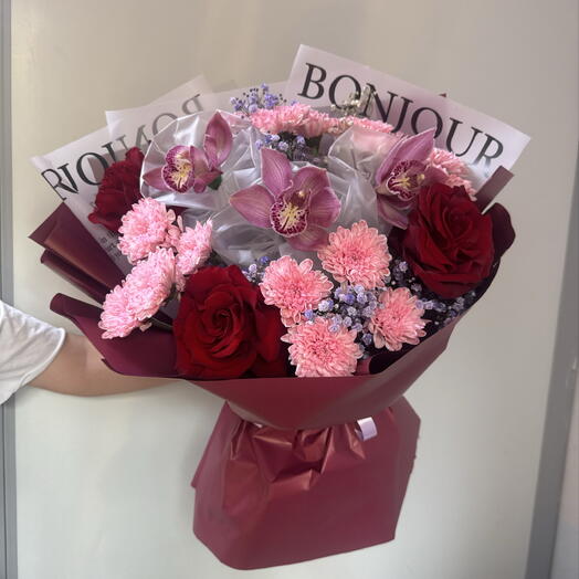 Авторский букет «Розовая классика🩷🌹»/доставка цветов в Уфе/цветы в Уфе