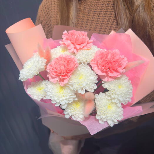 Стильный букет💖 в современной упаковке с сухоцветами девушке