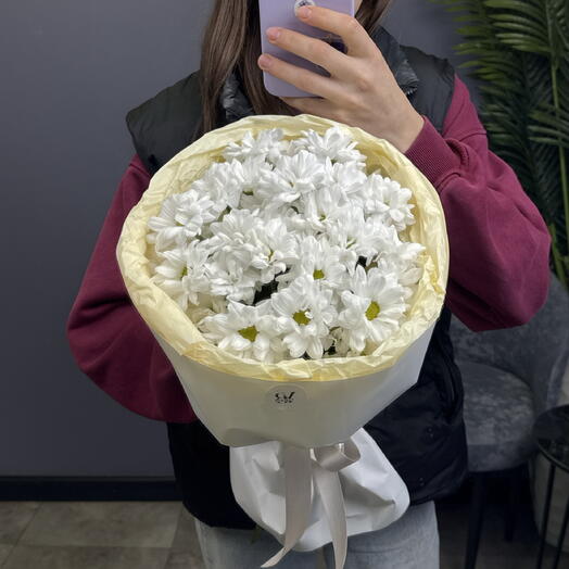 Монобукет из ромашковой хризантемы