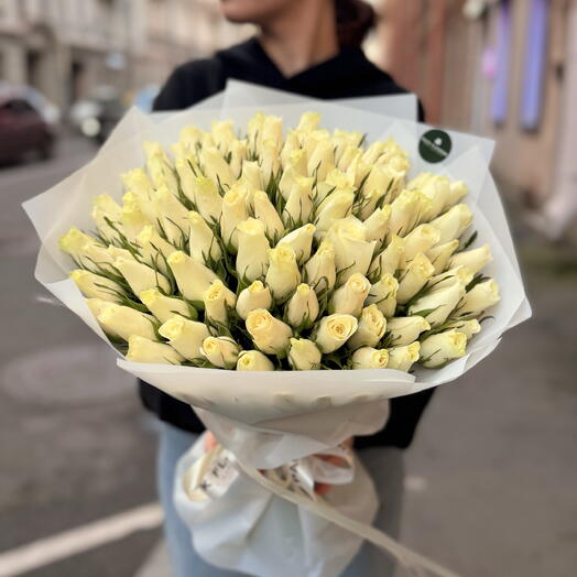 Букет из 101 белой розы Кения