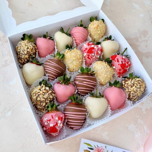 Fresas cubiertas de chocolate, surtido de 20 bayas