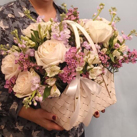 Basket with flowers "Milky Way"