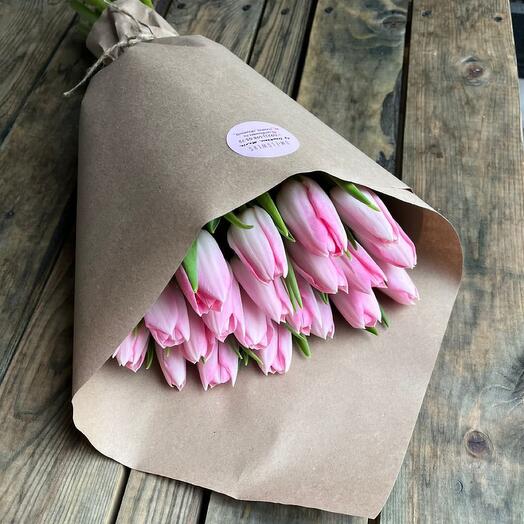 Тюльпаны розовые 21 штука