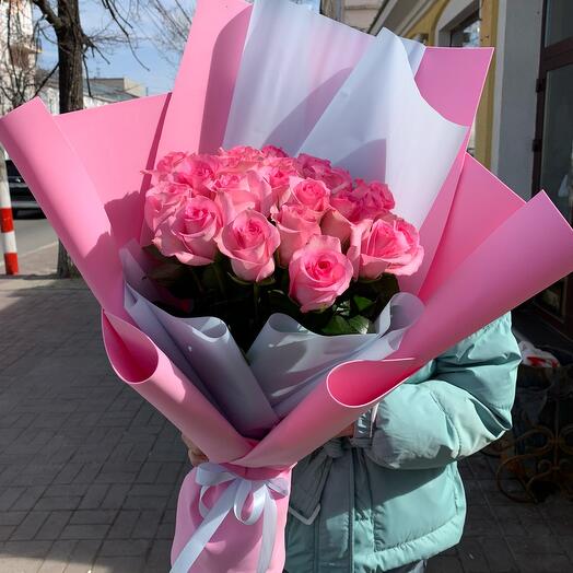 21 розовая роза Эквадор