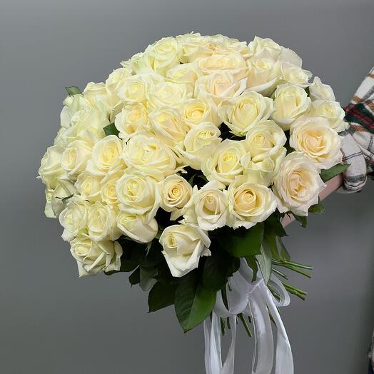 Mono of 51 white roses without packaging