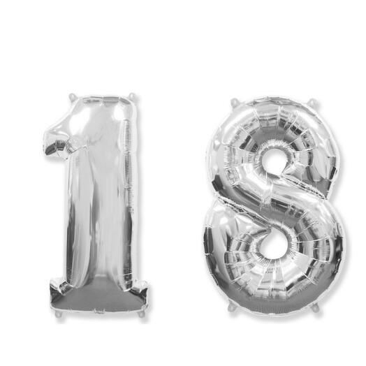 Гелиевые шары "18", цвет серебро