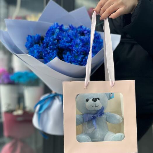 Букет и мишка 💙